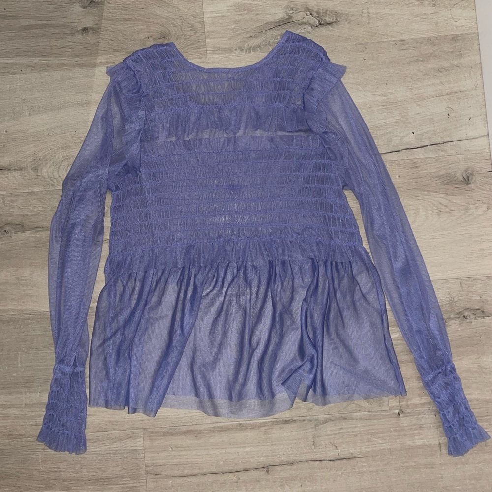 Lavender sheer frill top
